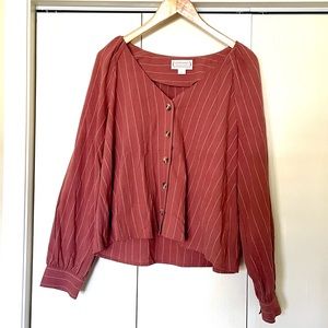 Loveriche mauve striped button down cotton blouse.